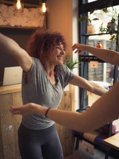 Yoga photographer taking photos for a yoga studio