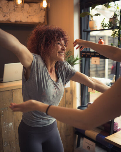 Yoga photographer taking photos for a yoga studio