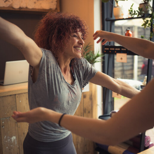Yoga photographer taking photos for a yoga studio