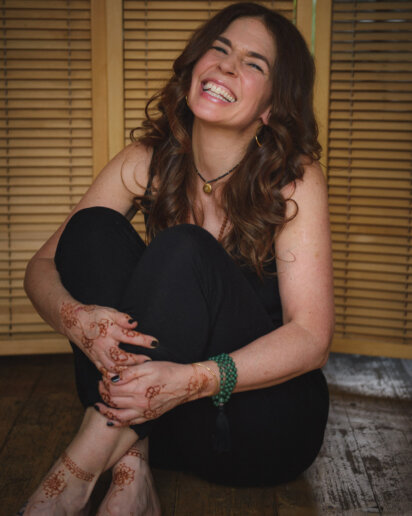 Yoga teacher having fun during her branding photoshoot