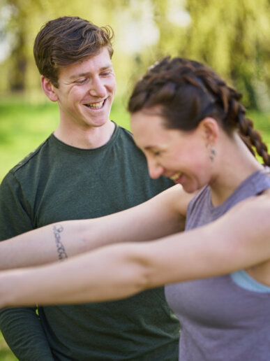 Lifestyle photos for a fitness instructor training his client