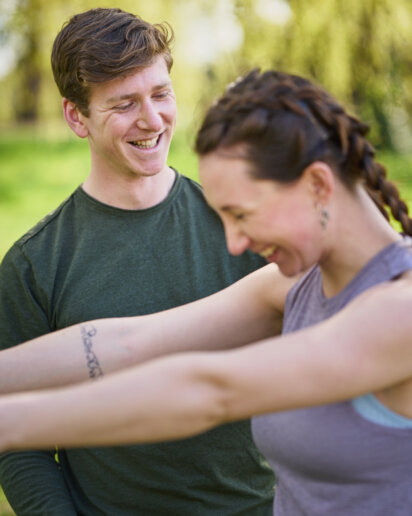 Lifestyle photos for a fitness instructor training his client