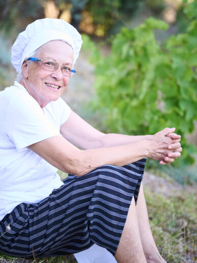 Chef at a yoga retreat posing for the camera