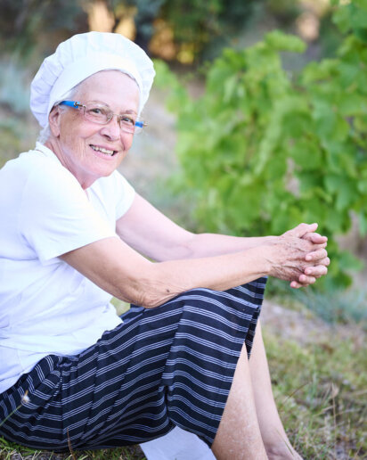 Chef at a yoga retreat posing for the camera