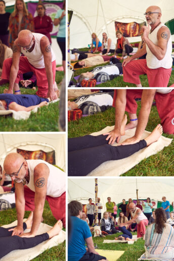 Massage therapist teaching a workshop