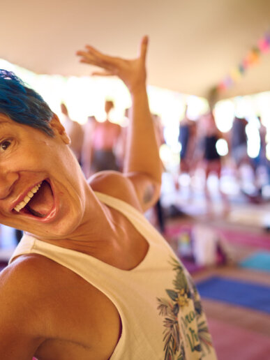 Fun moment from a yoga festival