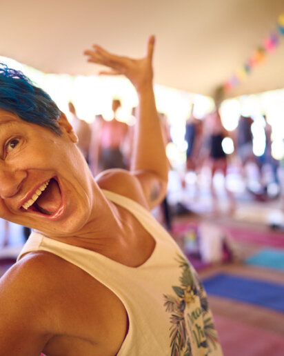 Fun moment from a yoga festival