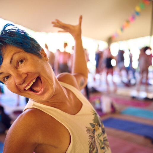 Fun moment from a yoga festival