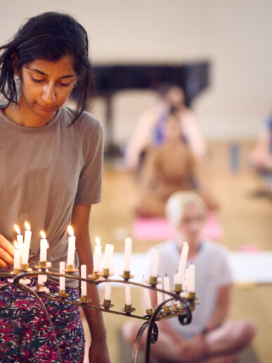 Lady at a yoga retreat in Cambridge